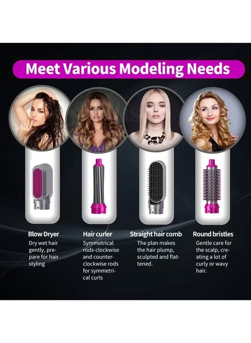 5 In 1 Multi Functional Hair Curler Comb Hot Air Styler Curler Straightening Curling Styling Brush Tool - Image 2